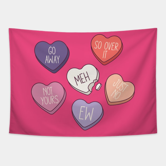 Anti Valentine's Day Conversation Hearts Tapestry by Erin Decker Creative