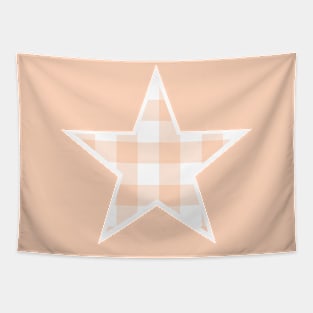 Soft Orange and White Buffalo Plaid Star Tapestry