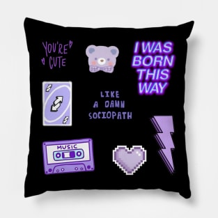 purple bear sociopath pack sticker Pillow