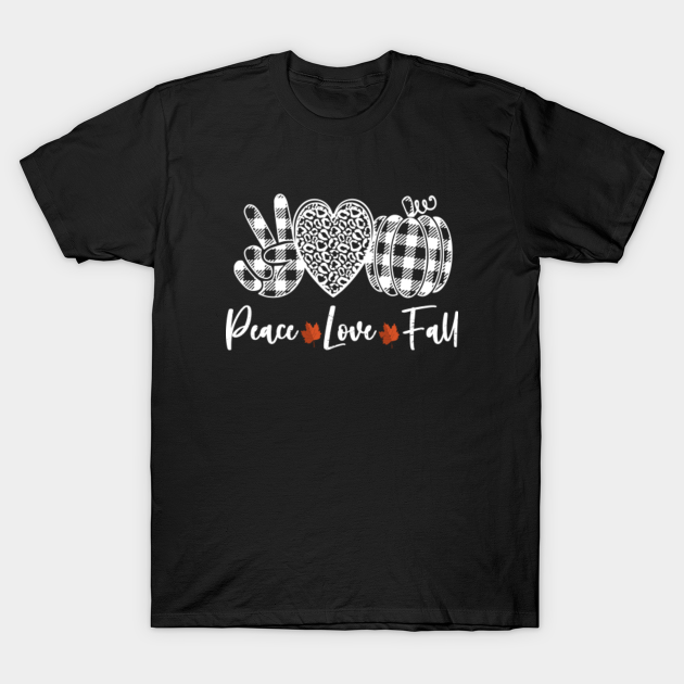 Peace Love Fall Pampkin Fall Vibes Autumn Halloween Leopard Buffalo Plaid camouflage - Hello Pumpkin - T-Shirt