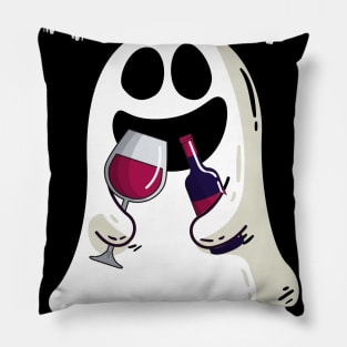 Happy Hallowine Boo Ghost Halloween Wine Lovers Funny Pillow