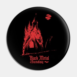 Black Metal Burning Church (red version) Pin