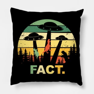 Dinosaur UFO Abduction Vintage Pillow