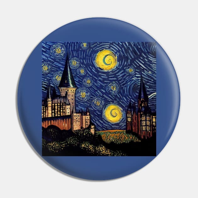 Starry Night Wizarding School Van Gogh Pin by Grassroots Green