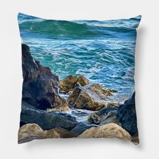 On the Rocks by the Sea Pillow