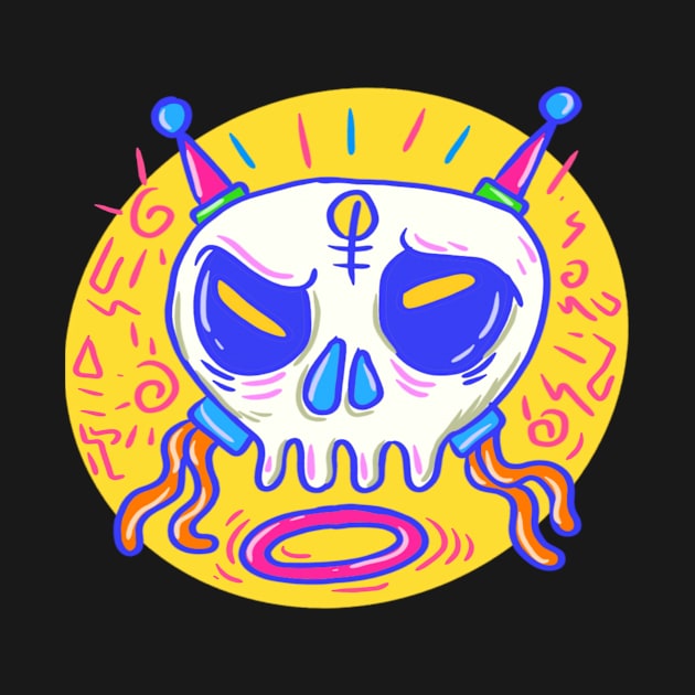 Curious Skull colorful by ibenboy illustration