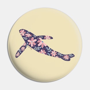 Floral Whale - muted cool colors Pin