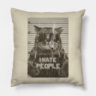 VINTAGE CAT I HATE PEOPLE Pillow