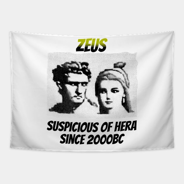 Zeus: Suspicious of Hera Since 2000BC Tapestry by happymeld