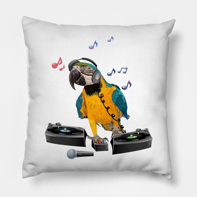 Blue-and-yellow Macaw Pillow by obscurite