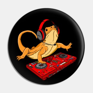 Bearded Dragon DJ Sound Tech Party Pin