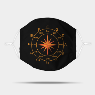 Circle Of Fifths Mask - Circle of Fifths Compass Style Warm Orange by nightsworthy