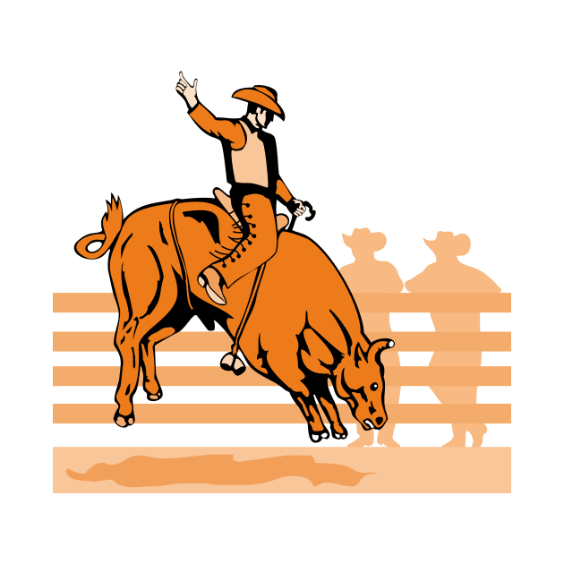 Cowboy Bull Riding Retro by retrovectors