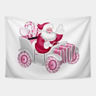 Retro Vintage Pink Santa Claus Tapestry