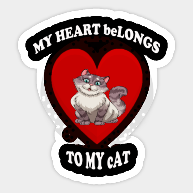 CAT HEART DESIGN - Cat Heart Design - Sticker | TeePublic UK