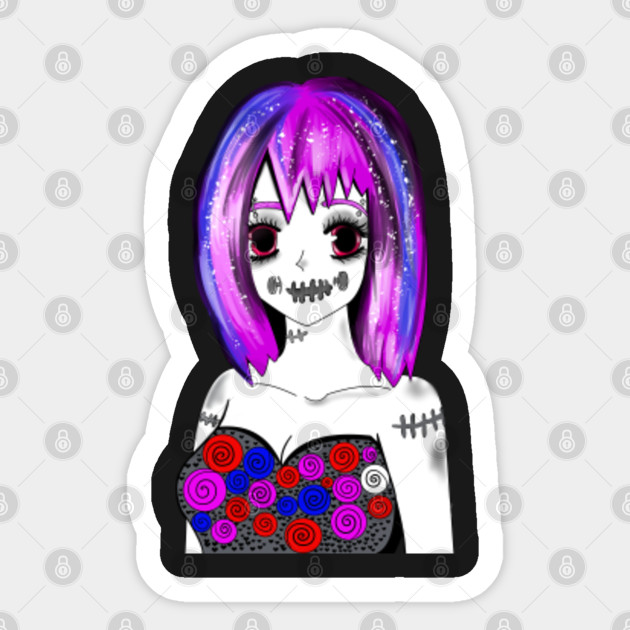 Zombie Anime Girl Cute Sparkle Anime Tropes Sticker Teepublic,Blunt Drawing Easy