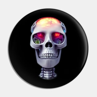 Trippy Skull Colorful Eyes Pin