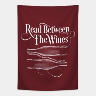 Read Between The Wines - funny wine drinker Tapestry