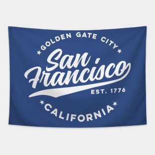 Vintage San Francisco California Golden Gate City White Tapestry