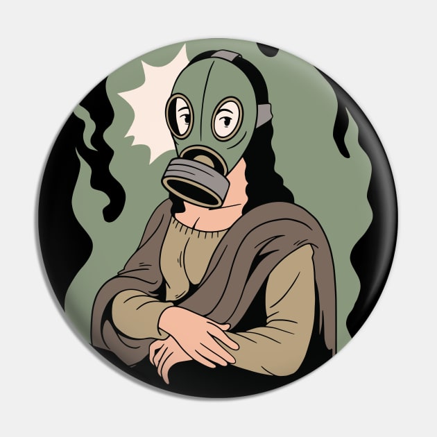 Funny Gas Mask Mona Lisa Pin by SLAG_Creative