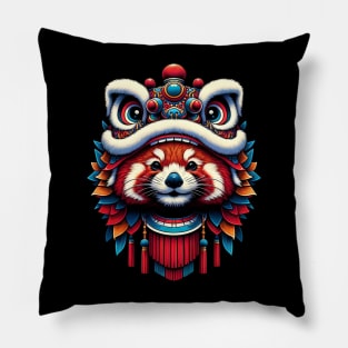 Lion Dance,Red Panda Lion Dance Pillow