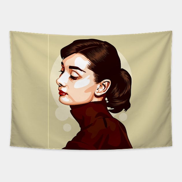 Audrey Hepburn - Vector Art Tapestry by Wahyu Aji Sadewa