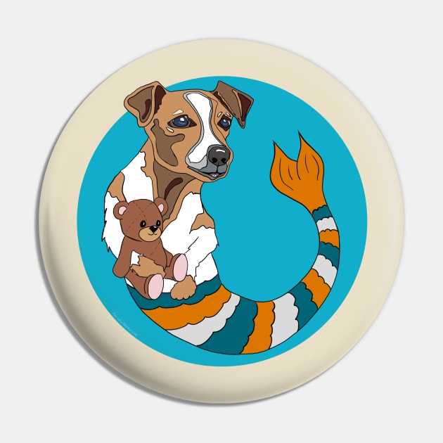 Jessie the Jack Russell Mermutt Pin by abrushwithhumor