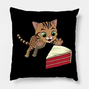 Bengal Cat excited to eat Red Velvet Cake Pillow