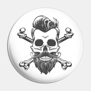 Skull with Beard and Crossed Bones Pin