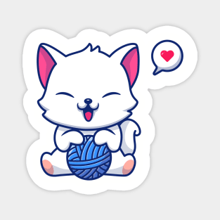 Cute Cat Playing Wool Ball Cartoon Magnet