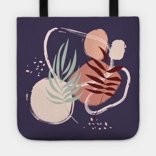 Abstract shapes tropical leaves earth colors digital design illustration Tote