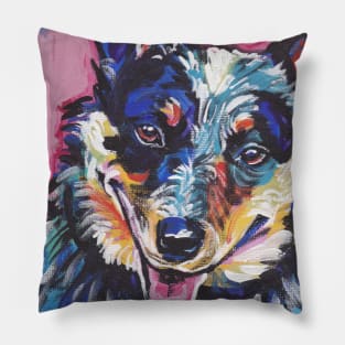 Australian Cattle Dog Bright colorful pop dog art Pillow