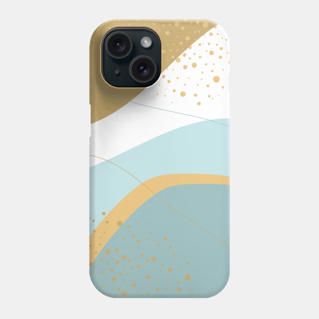 Modern Abstract Organic Shapes in Aqua and Gold Phone Case by tramasdesign