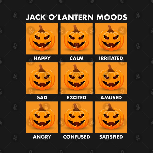 Jack O'Lantern Moods (white-out for dark shirts) by andrew_kelly_uk@yahoo.co.uk