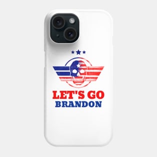 Lets Go Brandon USA Skull Flag Distressed Phone Case