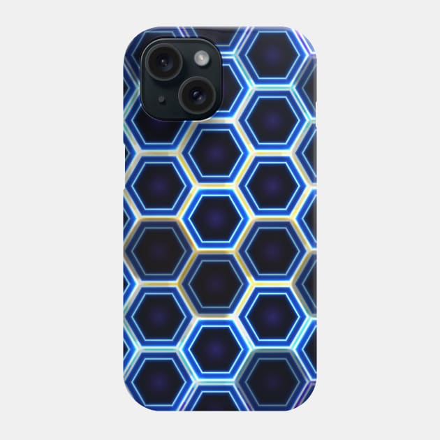 Hexagon neon pattern Phone Case by Mati Digital Art