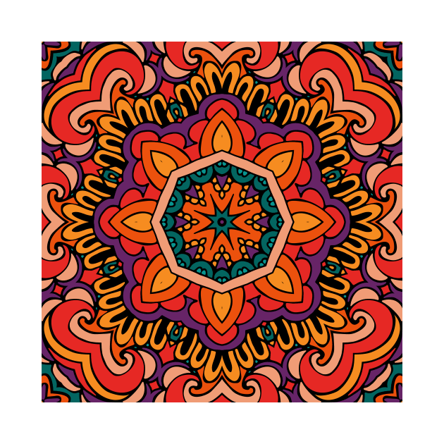 Colorful Oriental Rug Mandala Boho Pattern by jodotodesign