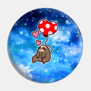 Heart Balloon Sloth Night Sky Pin