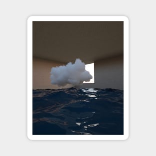 Cloud floating in a backroom level - Weirdcore, dreamcore aesthetic design Magnet