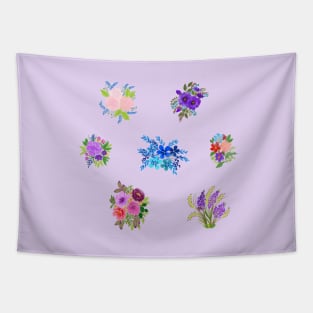 Watercolor flowers purple set Tapestry