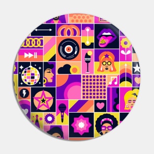 Disco Music Fever Vibrant Retro Design Pin