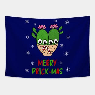 Merry Prick Mas - Cacti Couple In Christmas Candy Cane Bowl Tapestry