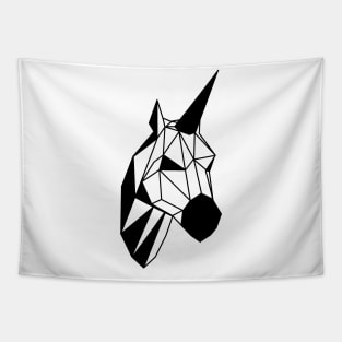 Low Poly Line Unicorn Black Tapestry