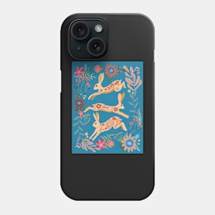 Leaping hare folk art Phone Case