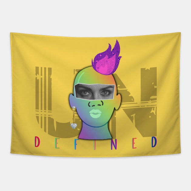 Undefined Fire: Expressive Face Art Tapestry by Tee Obsession