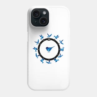 Time Flies Blue Birds around the clock Phone Case