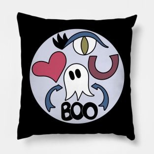 Cute Eye Love You Boo Cartoon Text Art Pillow