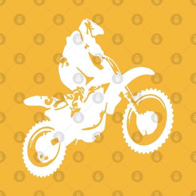 Moto X  Dirt Bike Monotone Vector Art - White by taiche