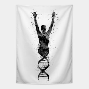 Human DNA Black and White Genetics Gift Tapestry