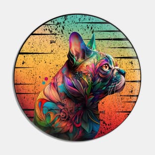 Colorful sunset and cute watercolor cat, rainbow color, colored, psychedelic Pin